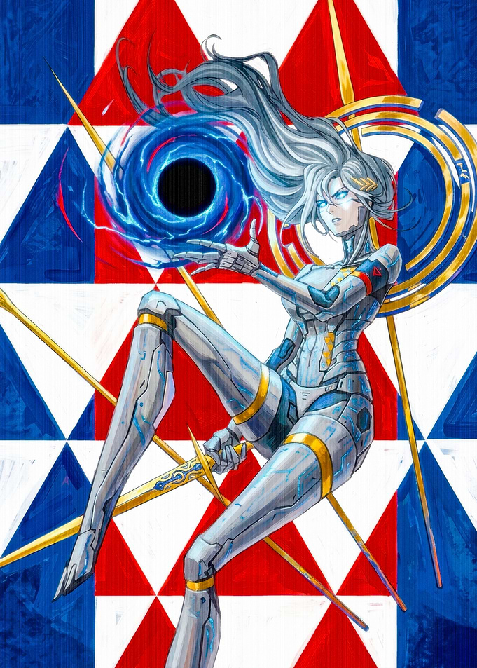 Cybernetic Warrior with Black Hole
