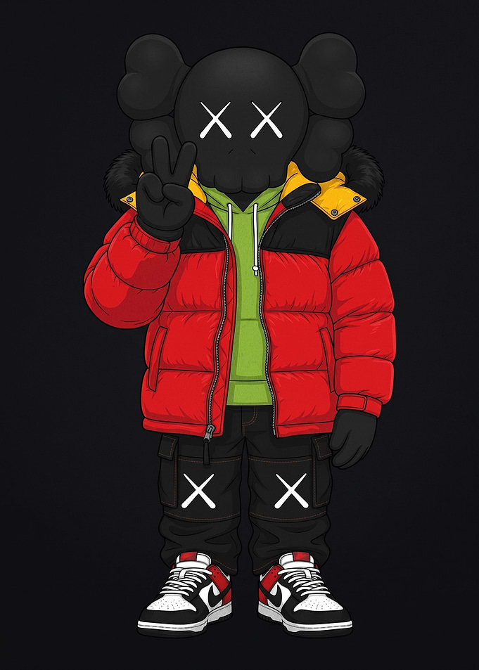 KAWS Companion in Streetwear Outfit
