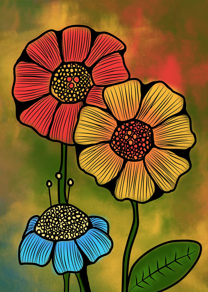 Colorful Stylized Floral Illustration