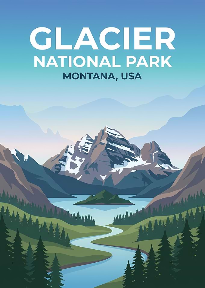 Glacier National Park Travel Poster