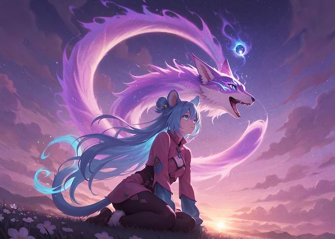 Anime Girl with Spirit Fox