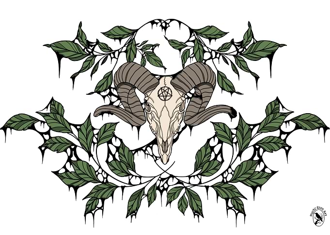Ram Skull with Pentagram Ornament