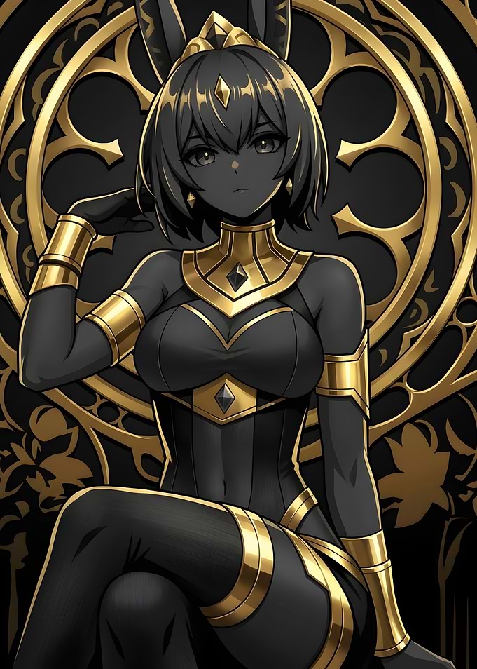 Elegant Black and Gold Bunny Queen