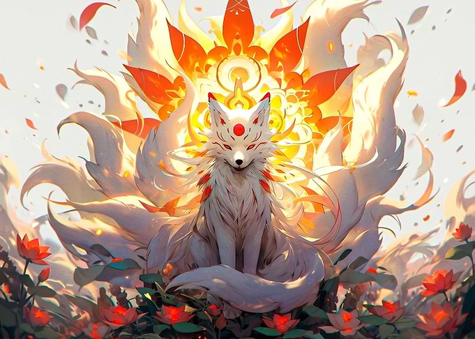 Radiant Nine-Tailed Kitsune Fox