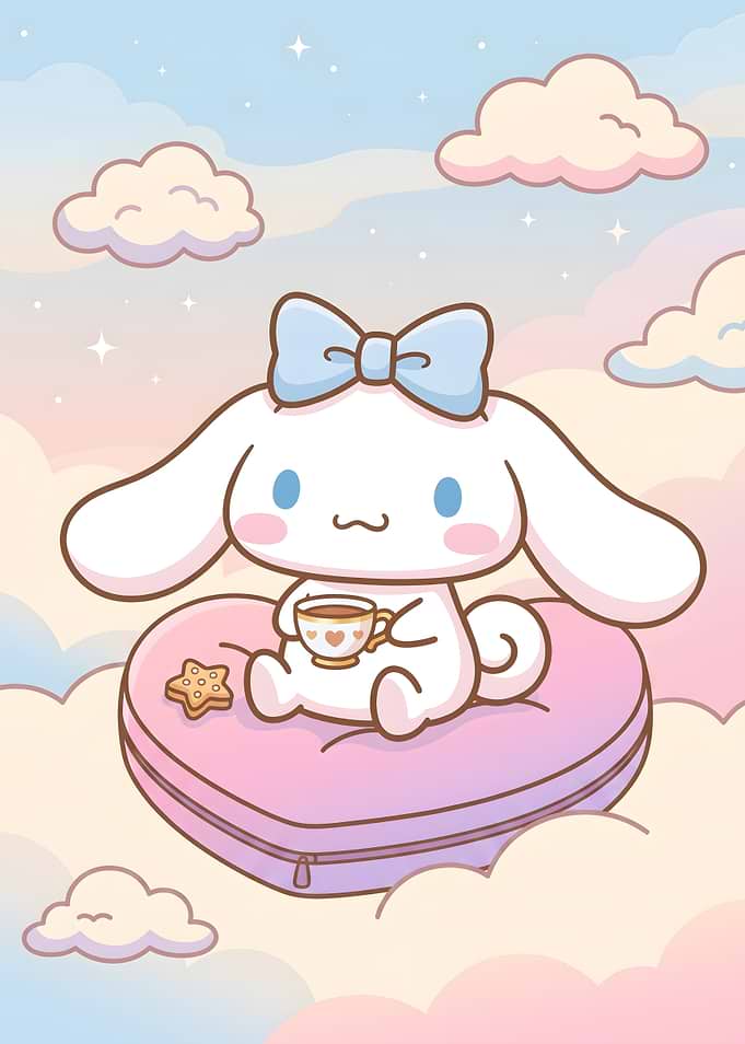 Cinnamoroll Sitting on Heart Pillow