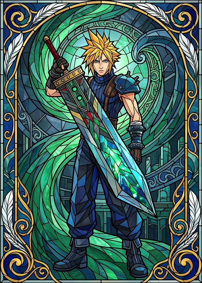 Cloud Strife Stained Glass Art