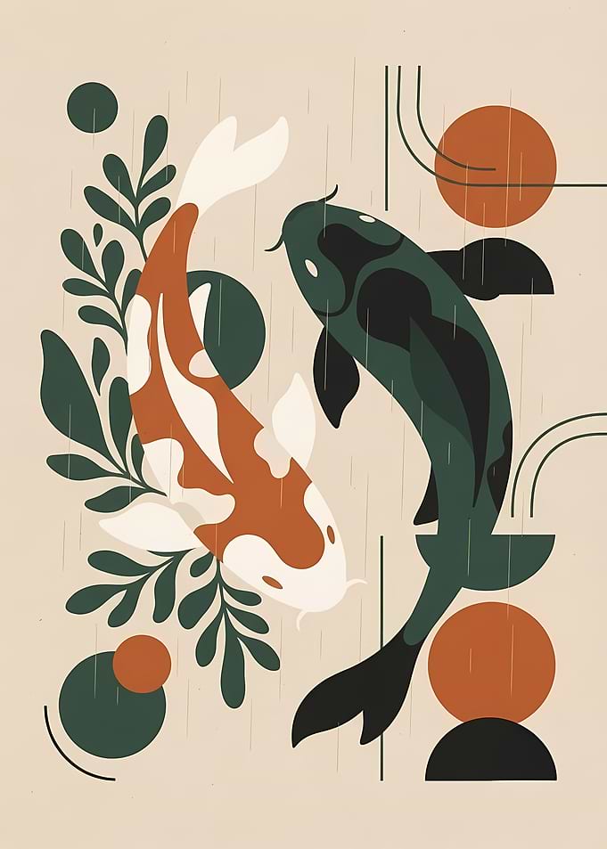 Minimalist Koi Fish Art