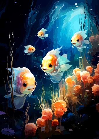 Whimsical Underwater Goldfish Scene