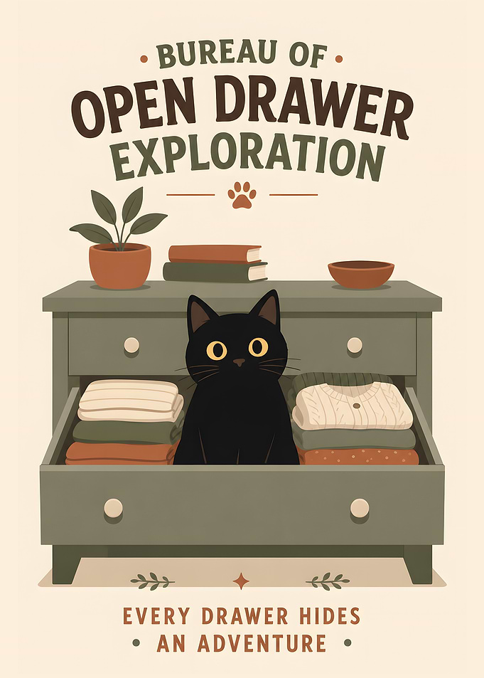 Bureau of Open Drawer Exploration Poster