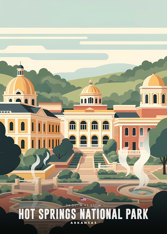 Hot Springs National Park Travel Poster