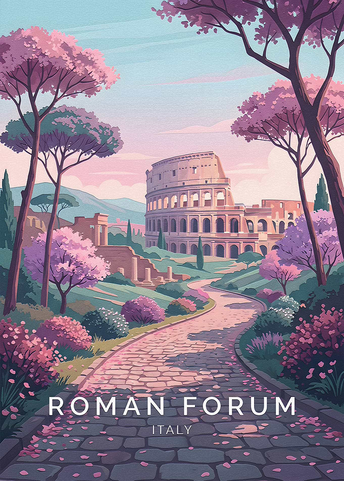Roman Forum Italy Travel Poster