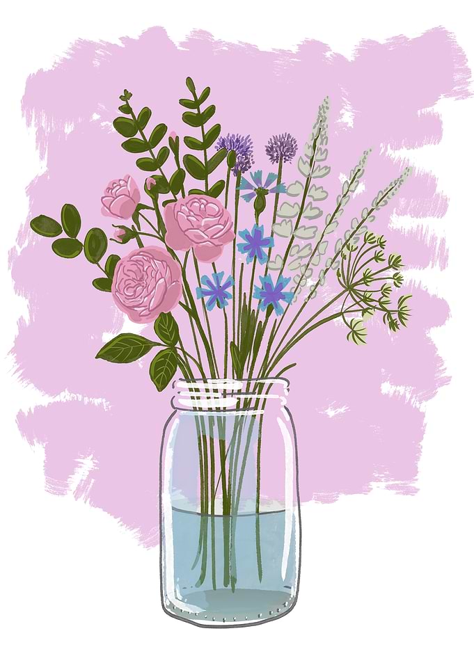 Wildflower Bouquet in Mason Jar
