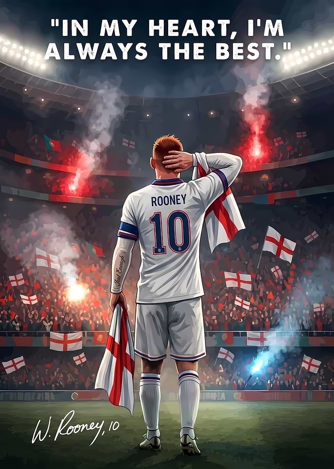 Wayne Rooney England Football Poster