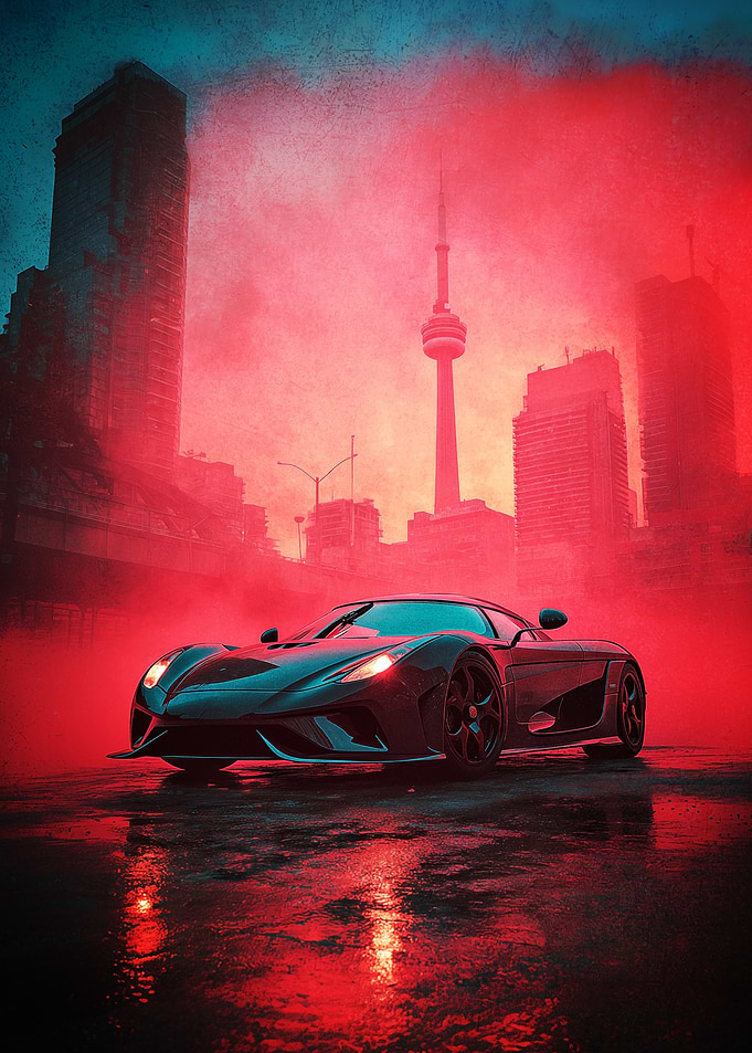 Supercar in Toronto Cityscape