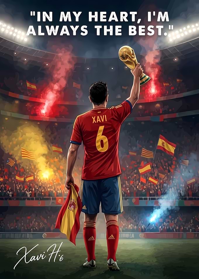 Xavi Hernandez World Cup Victory Poster
