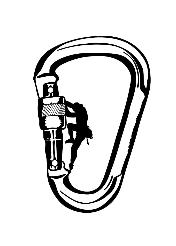 Climber Silhouette Inside Carabiner Graphic