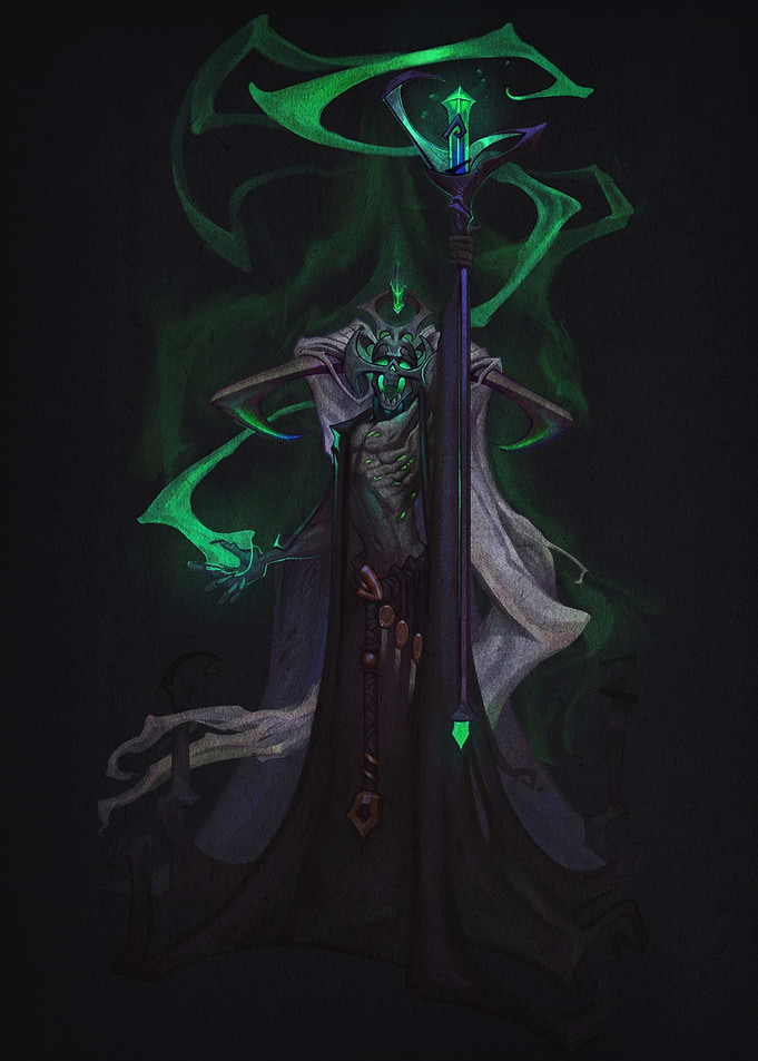 Undead Necromancer with Glowing Staff