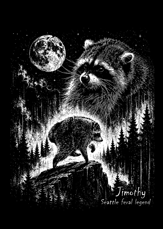 Jimothy Seattle Feral Legend Raccoon Art