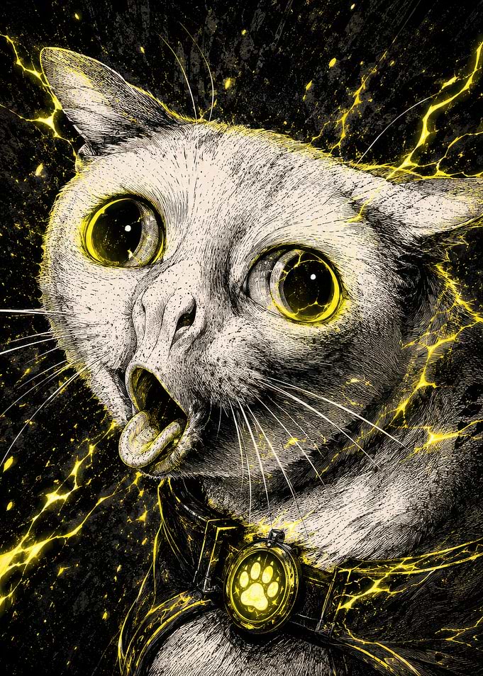 Electrified Cat with Glowing Collar
