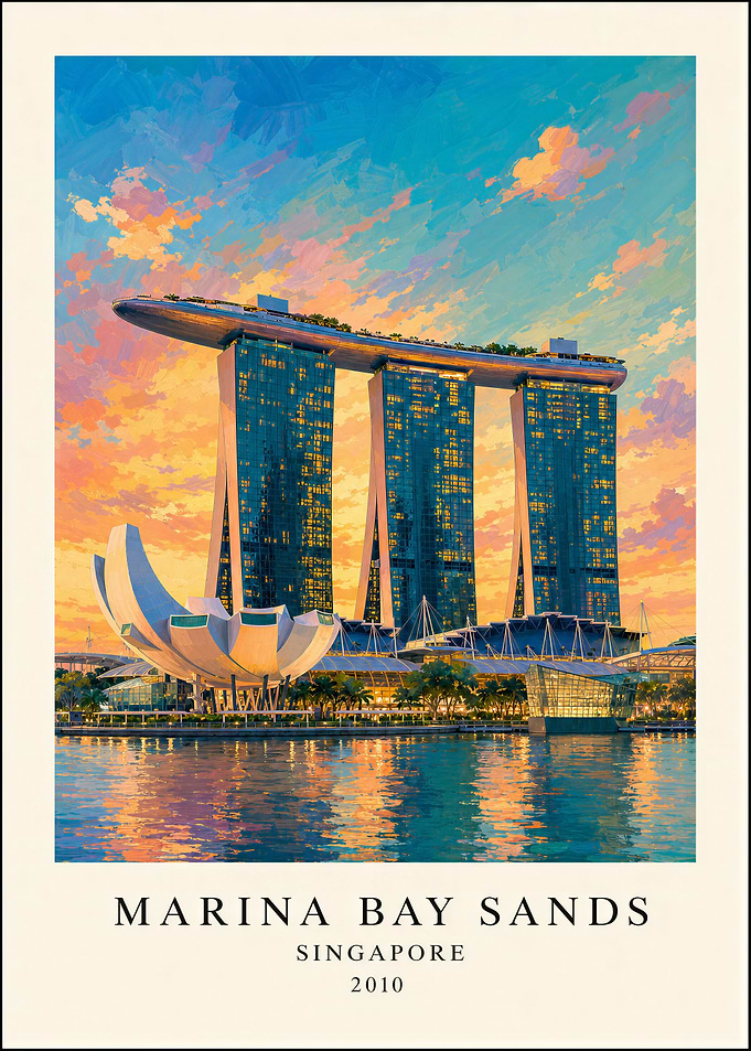Marina Bay Sands Singapore Travel Poster