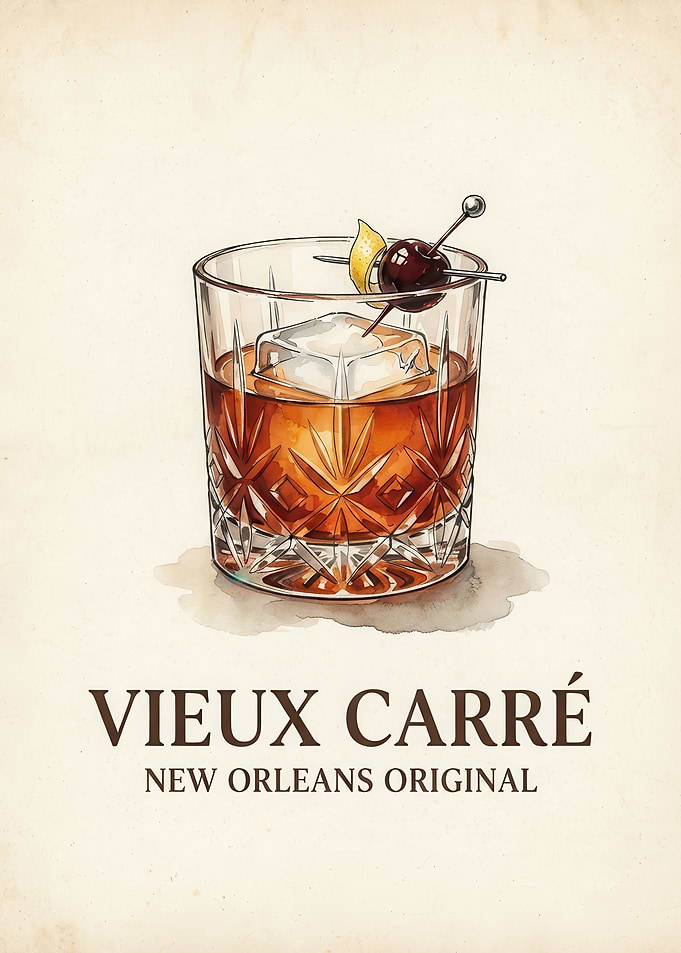 Vieux Carré Cocktail Illustration