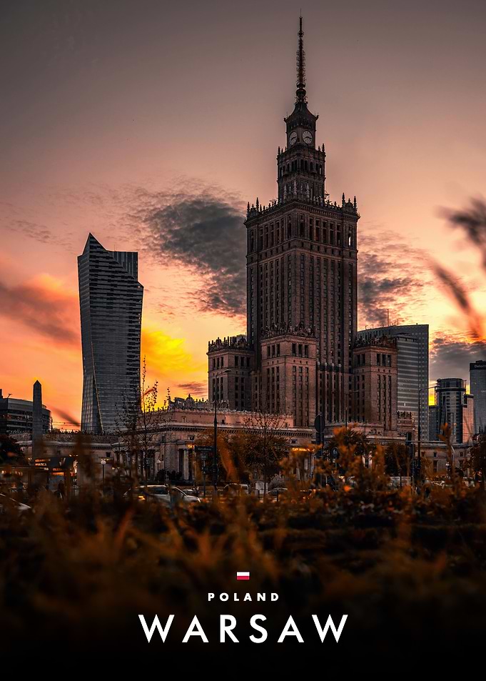 Warsaw Skyline at Sunset