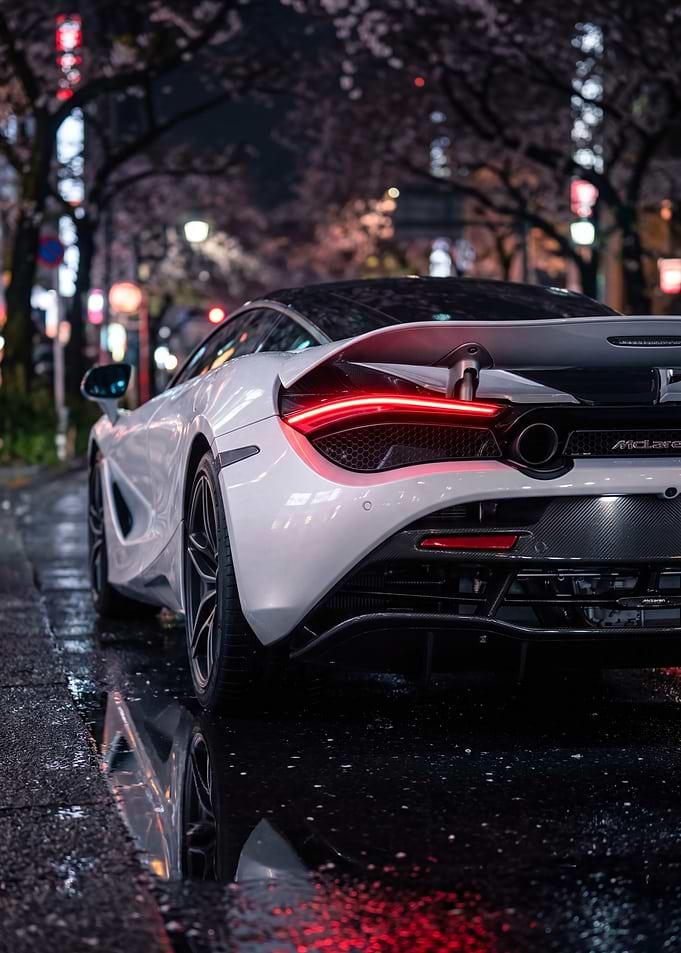 White McLaren 720S at Night