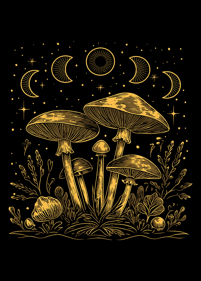 Celestial Mushroom Forest Illustration