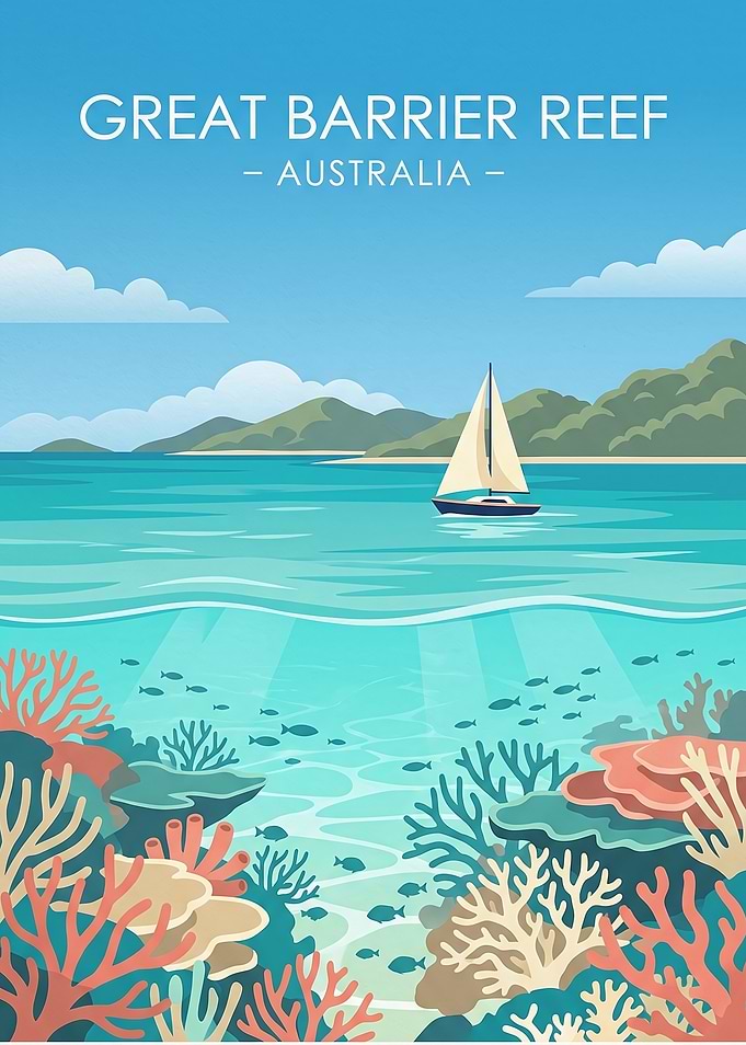 Great Barrier Reef Australia Travel Poster