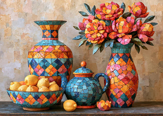 Colorful Mosaic Still Life Arrangement