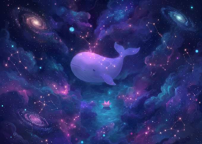 Cosmic Whale and Paper Boat