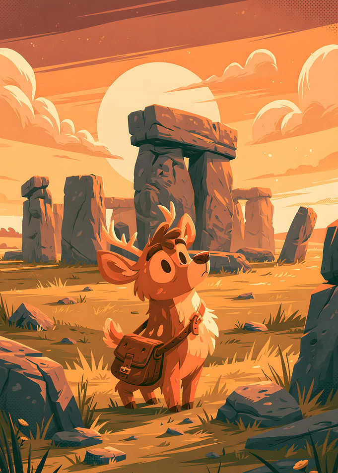 Cute Deer at Stonehenge Sunset