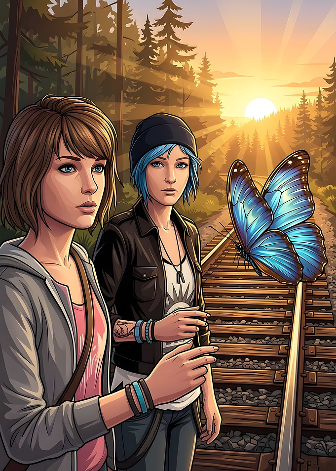 Max and Chloe with Blue Butterfly