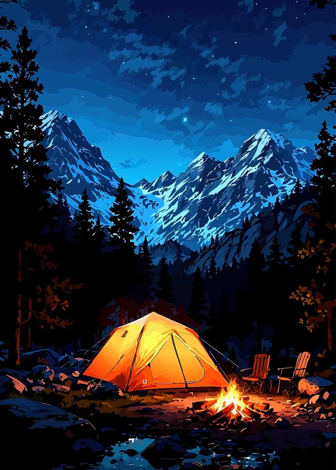 Camping Under the Starry Mountains
