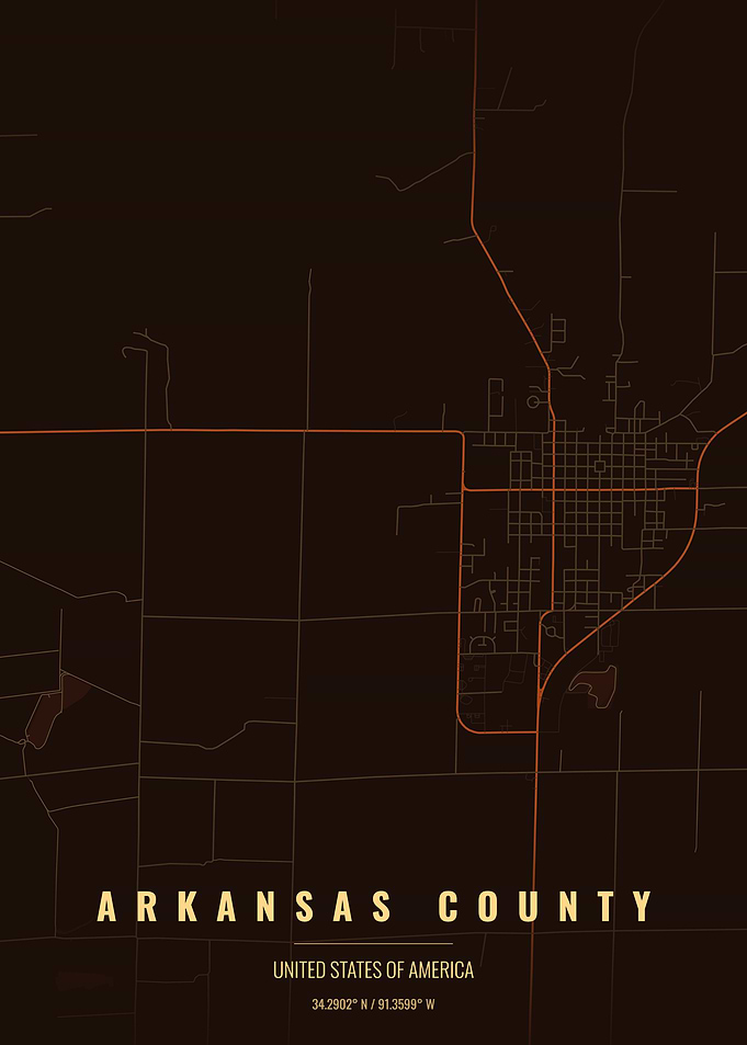 Arkansas County Minimalist Map Print