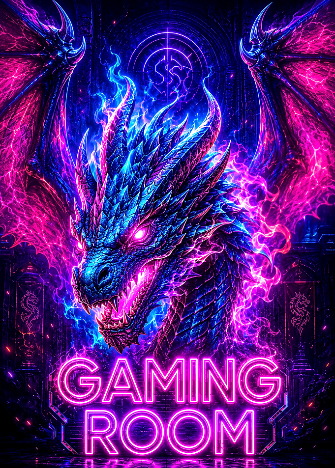 Neon Dragon Gaming Room Sign