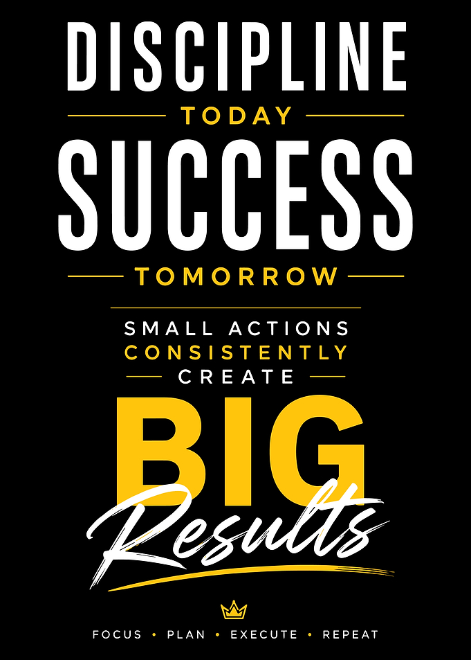 Discipline Today Success Tomorrow Motivational Typography Wall Art Poster
