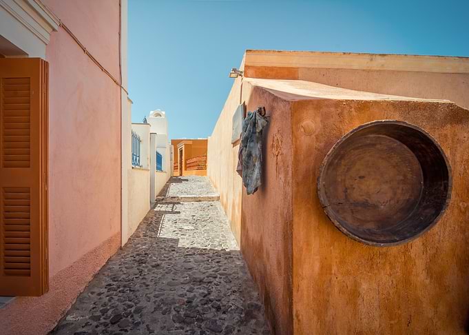 Narrow Alleyway in Santorini Greece