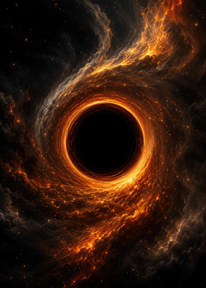 Fiery Black Hole in Deep Space