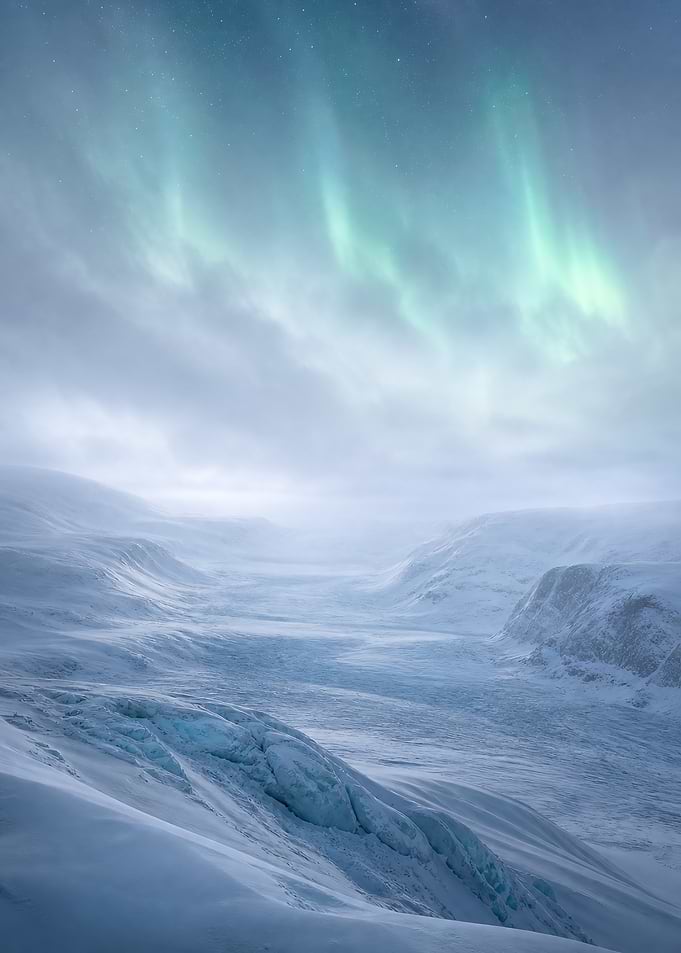 Aurora Borealis Over Arctic Glacier