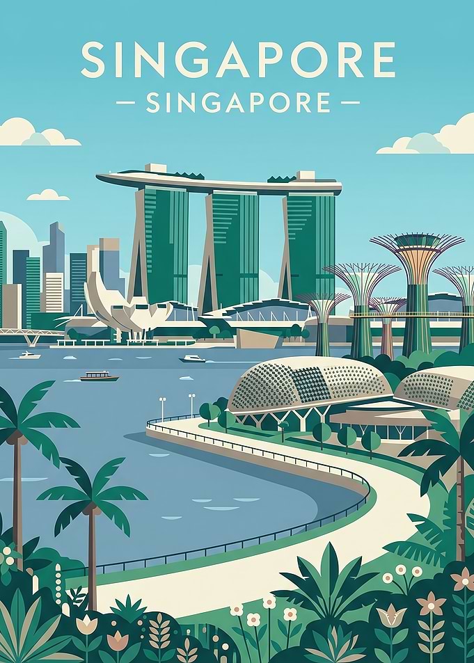 Singapore Travel Poster Illustration