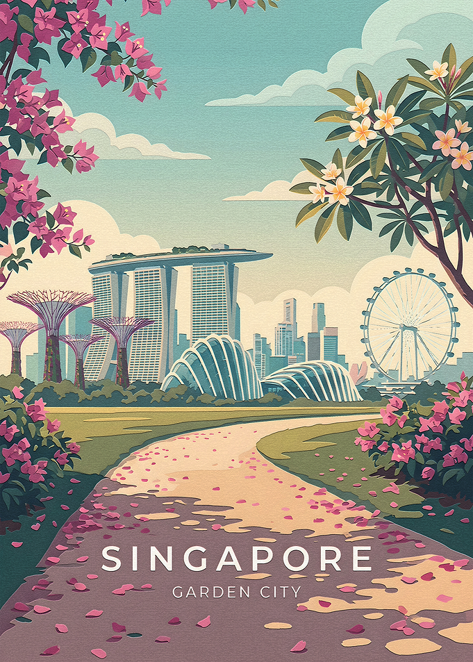 Singapore Garden City Travel Poster