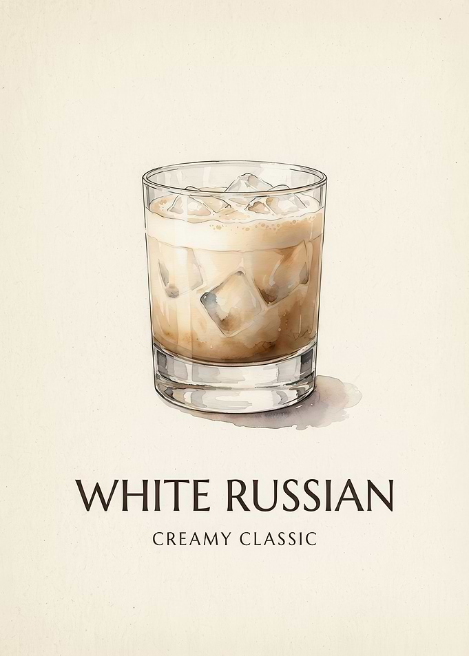 White Russian Cocktail Art Print