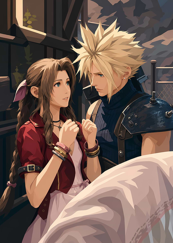 Cloud and Aerith Final Fantasy Portrait