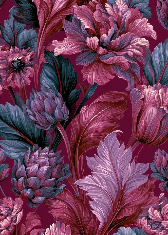 Elegant Dark Floral Botanical Pattern