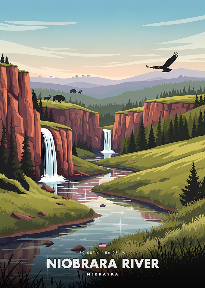 Niobrara River Nebraska Travel Poster
