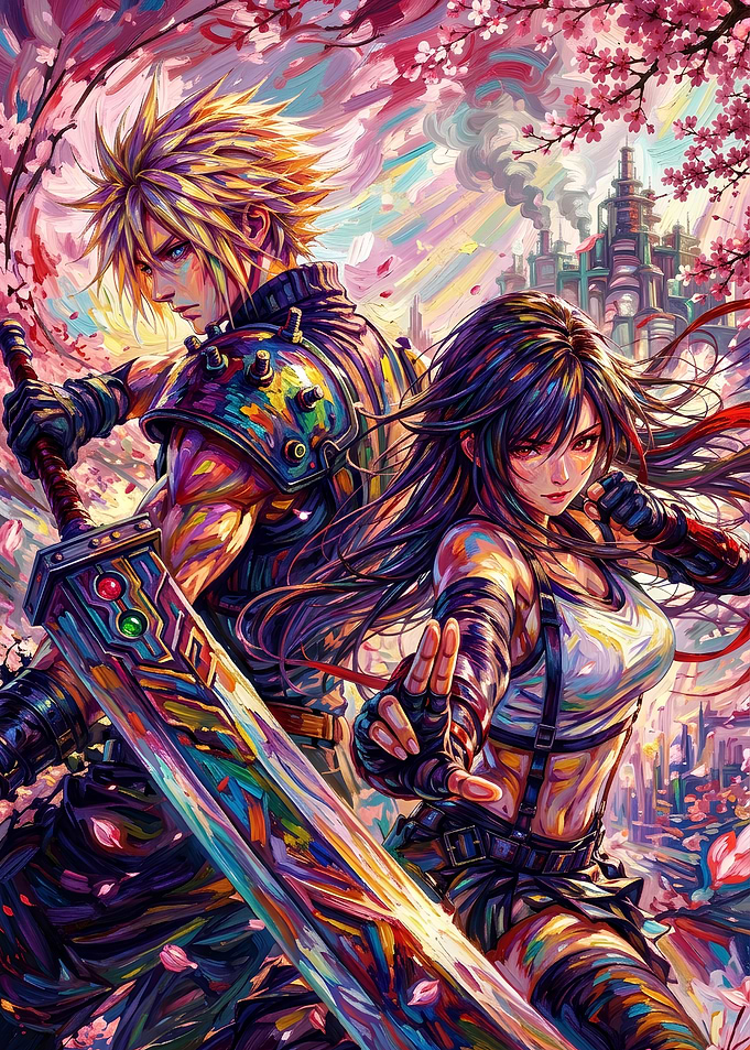 Cloud and Tifa Vibrant Fan Art