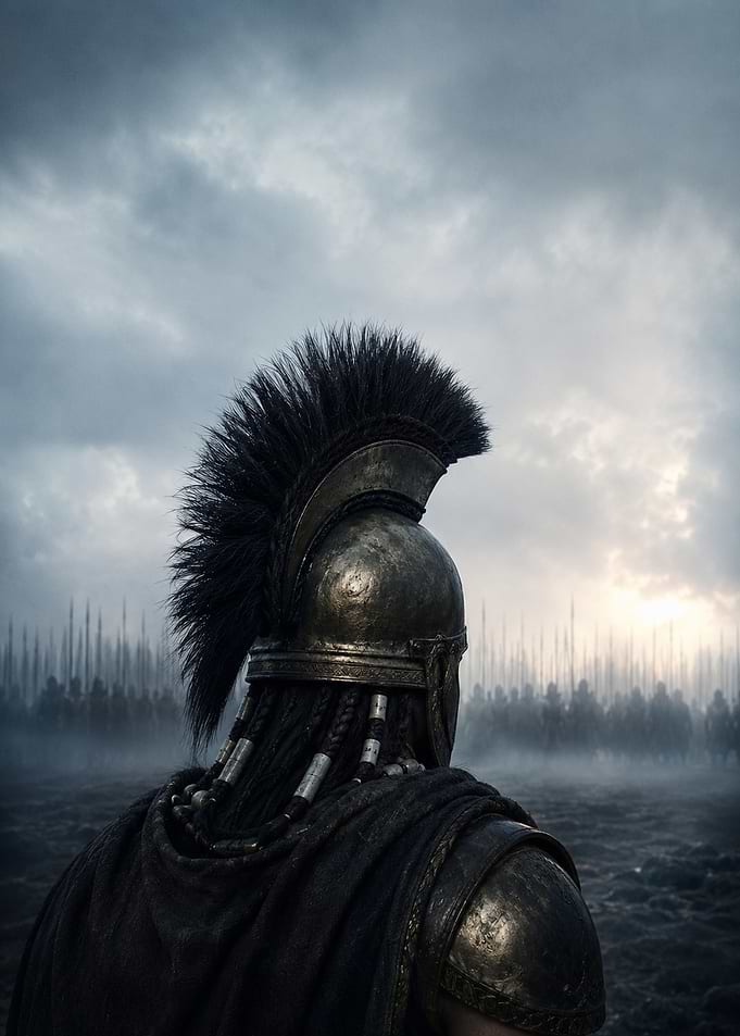 Spartan Warrior Facing an Army