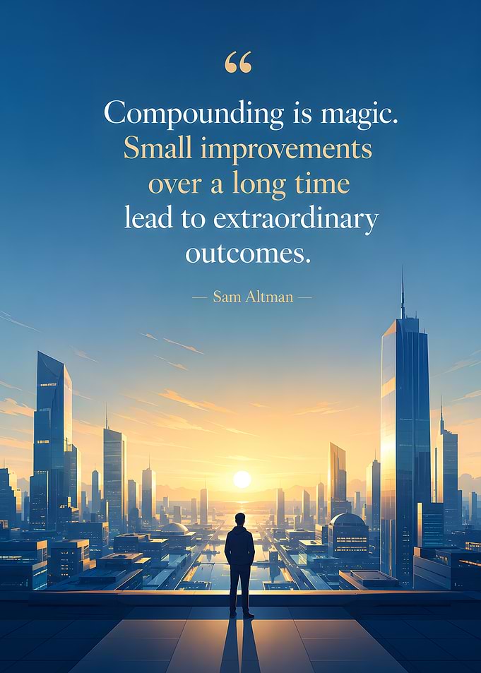 Sam Altman Inspirational Cityscape Quote Poster