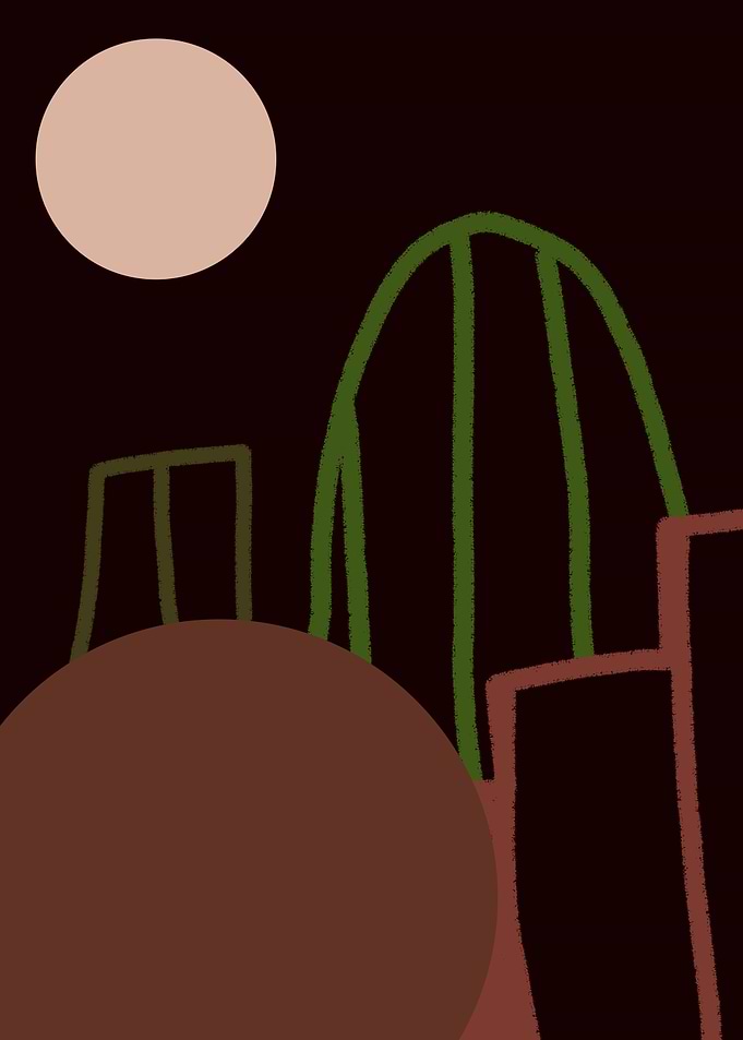 Minimalist Night Cityscape Illustration